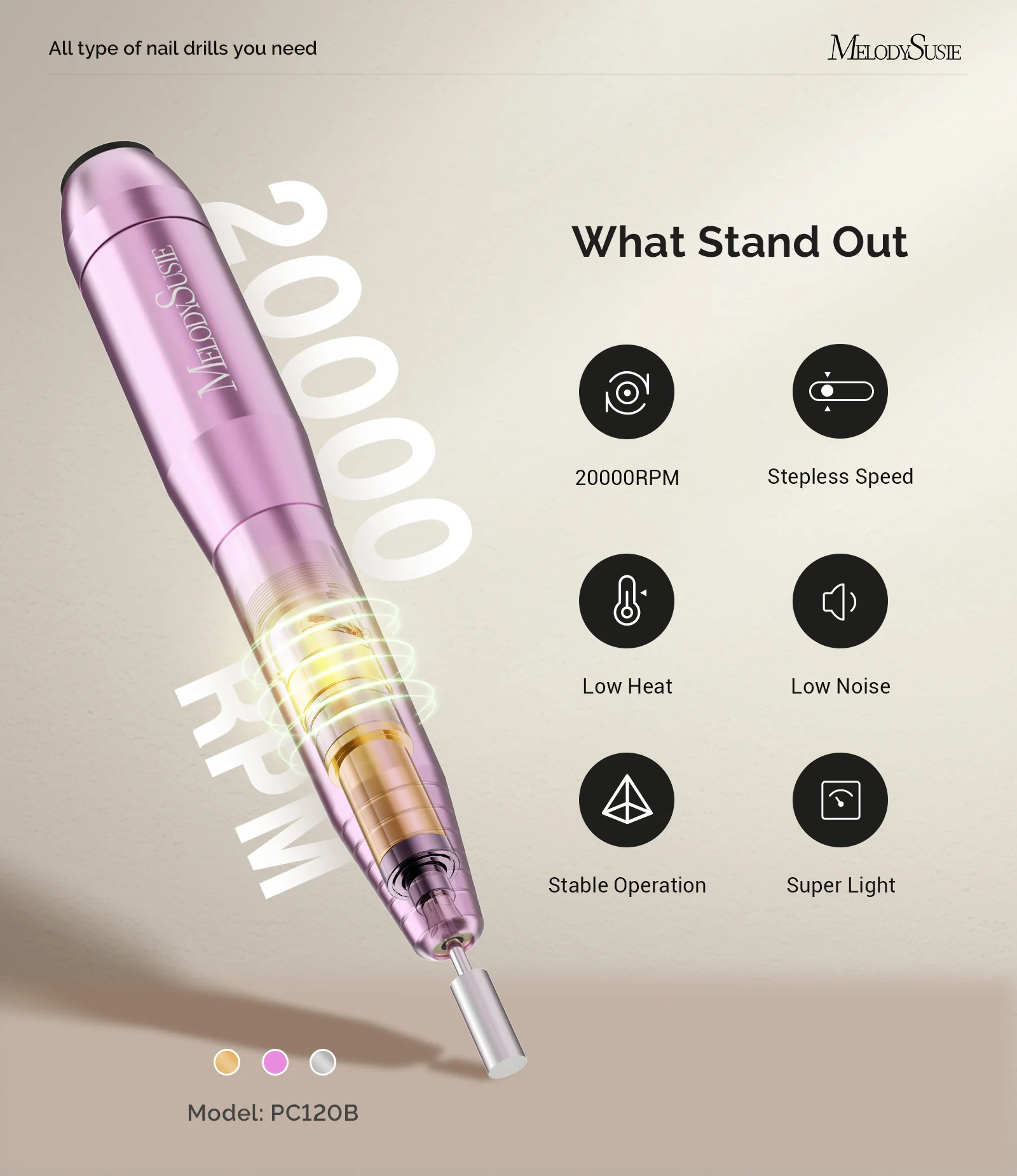 Sheen(PC120B) Pen-Shaped Portable Nail Drill 20,000RPM - Image 7